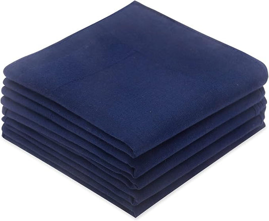 GB Selected Men's Cotton Handkerchiefs, Assorted Solid Color Pocket Square Hankies with Stripe