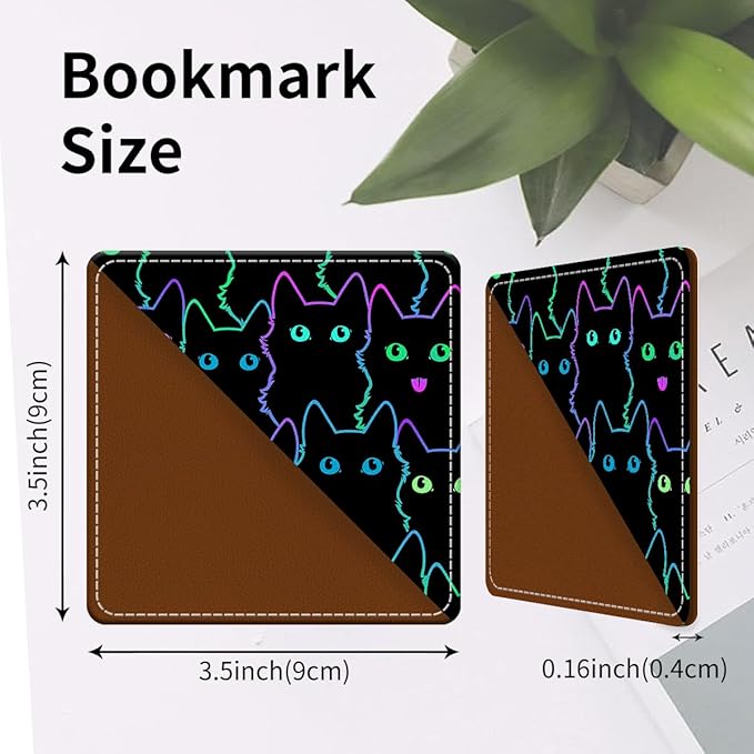 Cute Leather Bookmarks, Fun Triangle Making Corner Bookmark, Book Accessories for Reading Book Lovers, Unbreakable Page Markers for Women Men Cute Cats