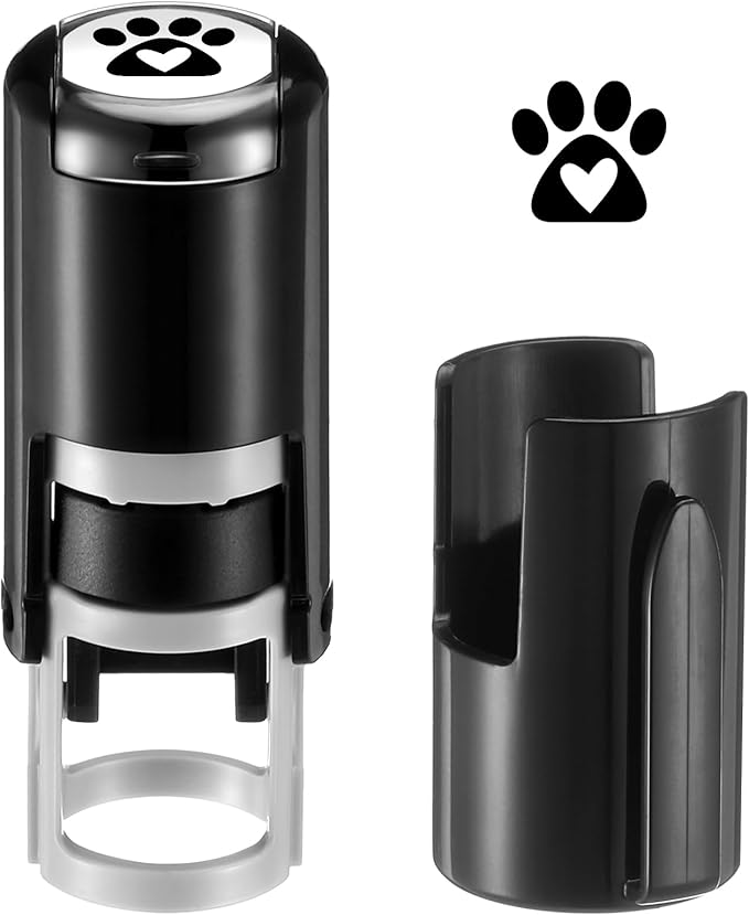 Supervitae 2 Pack Love Dog Paws Print Stamps Ink Stamper Mini Self Inking Stamps for Party Activities Craft Supplies