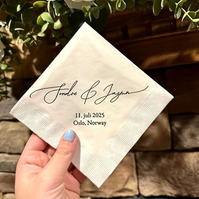 Personalized Wedding Cocktail Napkins, Customized Monogram Wedding Napkin, Custom Dinner Napkins For Bridal Shower, Custom Cocktail Napkin, Engagement Party Decorations, Anniversary Decor