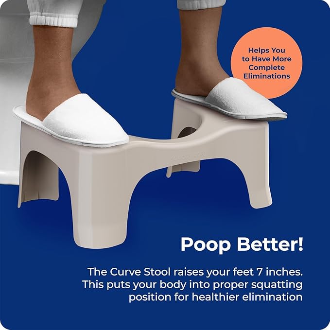 Squatty Potty Simple Toilet Stool 7-Inch in Taupe – Ergonomic Bathroom Accessory for Natural Squatting Posture, Doctor Recommended, Durable Plastic Design
