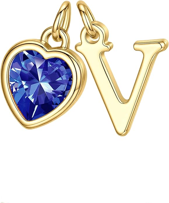 Turandoss Valentines Day Gifts for Her Trendy, Dainty 14K Gold Plated Initial A-Z Heart Birthstone Pendant Necklace Personalized Bridesmaid Birthday Valentines Jewelry Gifts for Women Girls