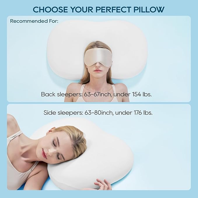 AIRSKY Soft Memory Foam Pillows,Side Sleeper Pillow, Cooling Neck Pillow for Sleeping, CertiPUR-US Certified, Odorless, Deep Sleep Pillow, Dreamers Relief,Low-Profile Edition,M1 (White)