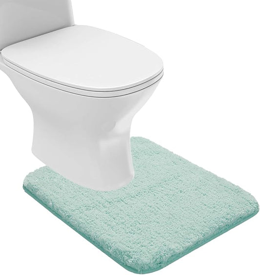 Suchtale Non Slip Bath Mat - Soft Microfiber Shaggy Bath Rug, Machine Washable, Thick Plush U Shape, Water Absorbent (20 x 24, Aqua)