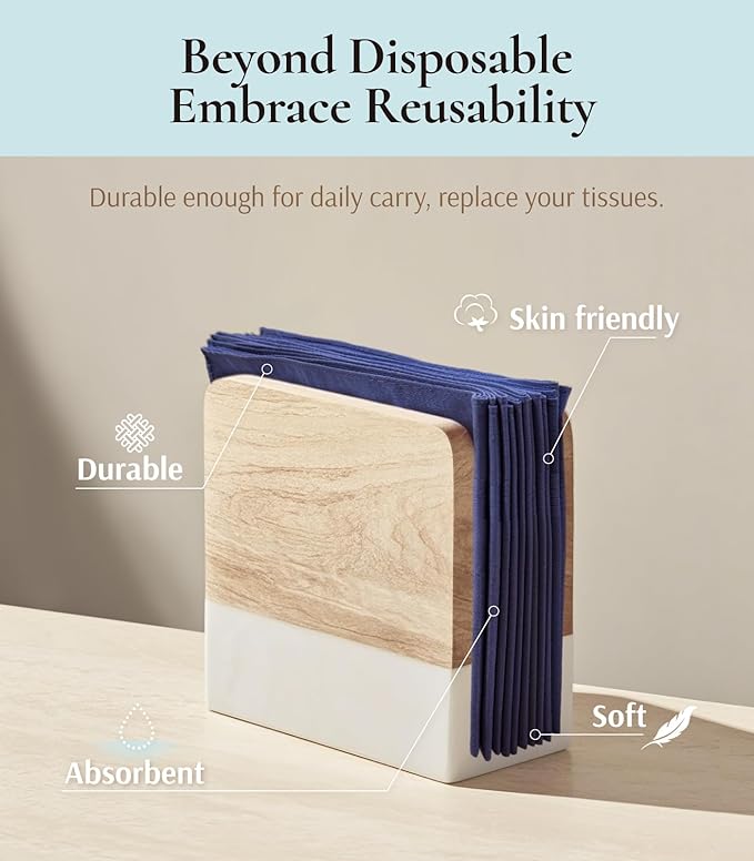 Zenssia Men's Pure Cotton Handkerchiefs with Hem, Bulk Set Hankies