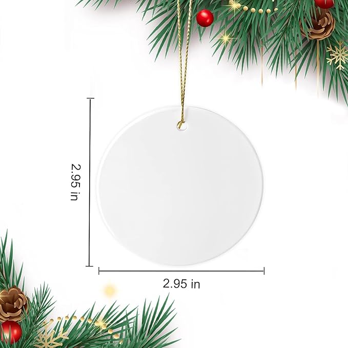 Sublimation Ceramic Ornaments - Bulk White Round Porcelain Ornament Blanks for Heat Press Printing - Personalized Xmas Tree Keepsake Crafts Gift Christmas Decorations