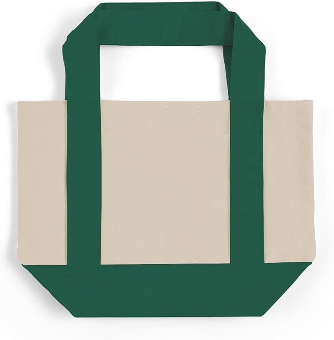TBF 12 Pack Mini Iconic Canvas Shopping Bags with Gusset – Reusable Eco-Friendly Tote Bags with Handles