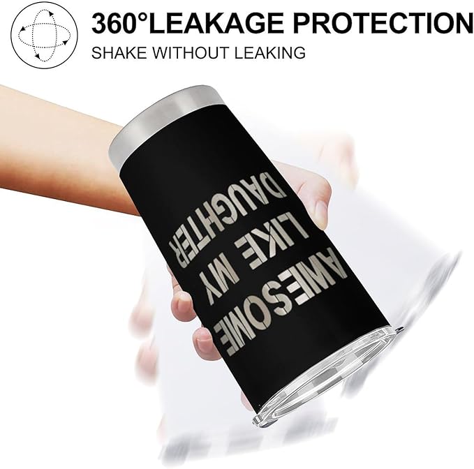 Dad Tumbler for Men, Dad Gifts for Father's Day Birthday, Awesome Like My Daughter, 20 oz Stainless Steel Insulated Coffee Cup Double Wall Travel Mug with Lid