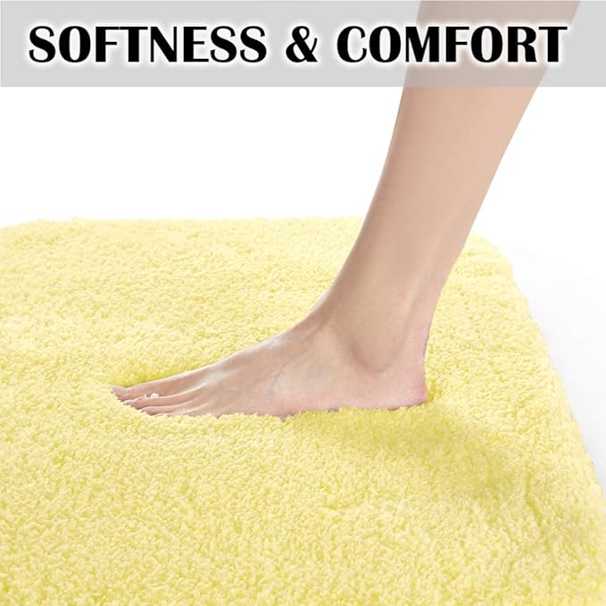 Suchtale Extra Soft & Absorbent Shaggy Bath Mat (24 x 60, Yellow) - Machine Washable Microfiber, Non Slip, Luxury Floor Mat