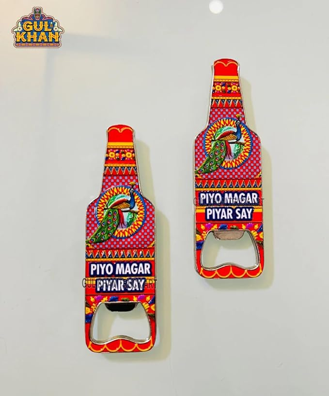 2-in-1 Premium Metal Bedford Truck Fridge Magnet & Bottle Opener | Pack of 1 | Authentic Pakistani Truck Art Kitchen Souvenir & Bar Tool