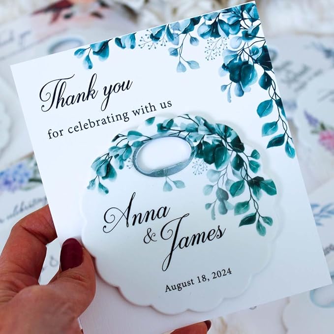 20 PCS Personalized Wedding Favors Bottle Openers - Custom Wedding Gifts for Guests with Thank You Cards, Memorable Thank You Gift for Celebrating Your Special Day (Flower)