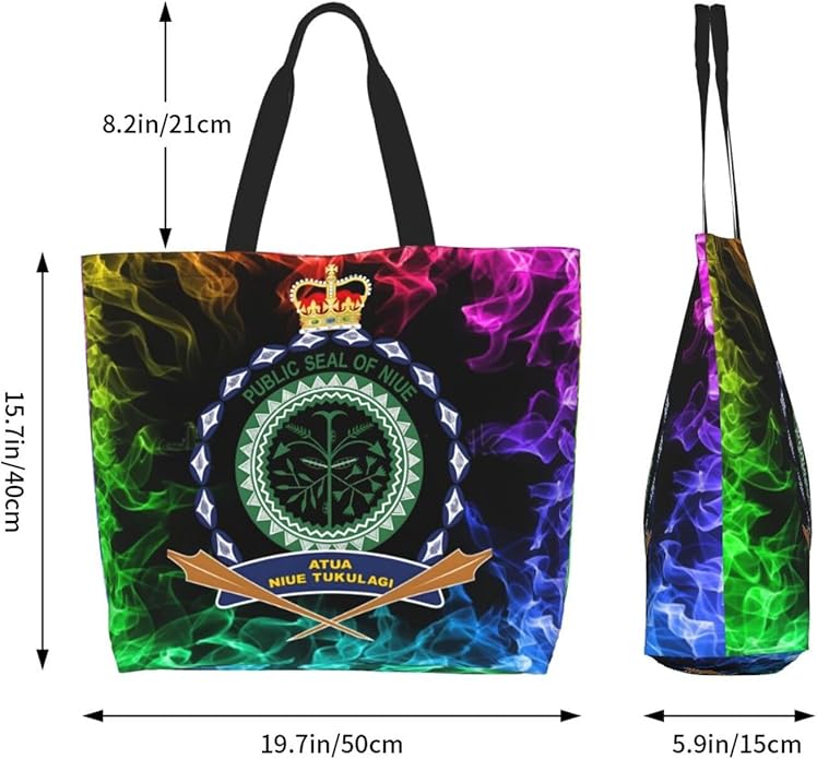 Niue National Emblem Large Reusable Eco-friendly Shopping Bags Portable Storage Handbag