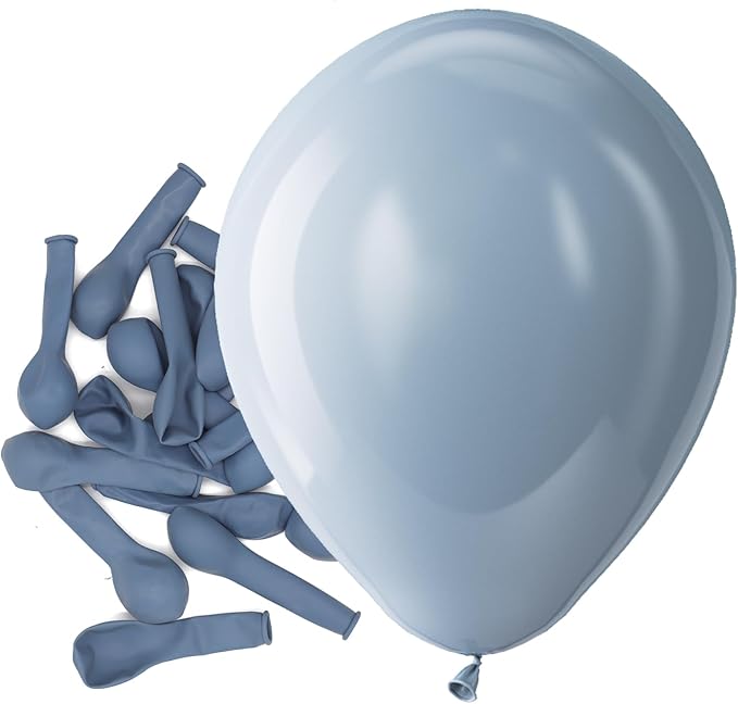 Bezente Dusty Blue Latex Party Balloons - 150 Pack 5 Inch Matte Small Haze Blue Helium Balloons for Birthday Bridal Shower Wedding Gender Reveal Engagement Graduation Party