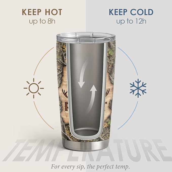 SANDJEST Hunting Tumbler 20oz, Stainless Steel Travel Cup with Lid, Eat Sleap Hunt Repeat Insulated Coffee Mug, Hunting Gifts for Men Friends Dad Grandfather on Birthday Christmas