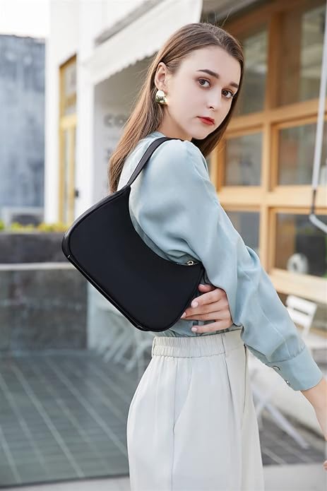 Shoulder Bags for Women, Cute Hobo Tote Handbag Mini Clutch Purse with Zipper Closure