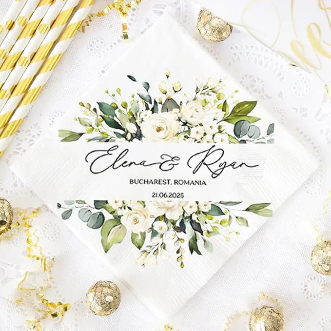 Personalized Wedding Cocktail Napkins, Customized Monogram Wedding Napkin, Custom Dinner Napkins For Bridal Shower, Beverage Cocktail Luncheon Dinner, Engagement Party Decorations, Anniversary Decor