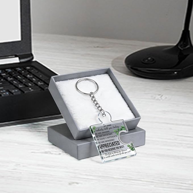 Team Appreciation Gifts for Employee Coworker Staff Bulk, Teamwork Thank You Gift Set Puzzle Piece Acrylic Keychains