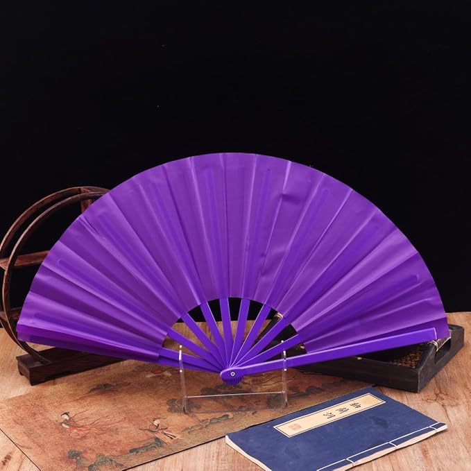 Plastic 13inch Large Rave Fan Popping Fan Clacking Fans for Line Dancing,Hand Fans for Women Foldable,Outdoor,Wedding,Party (Purple)