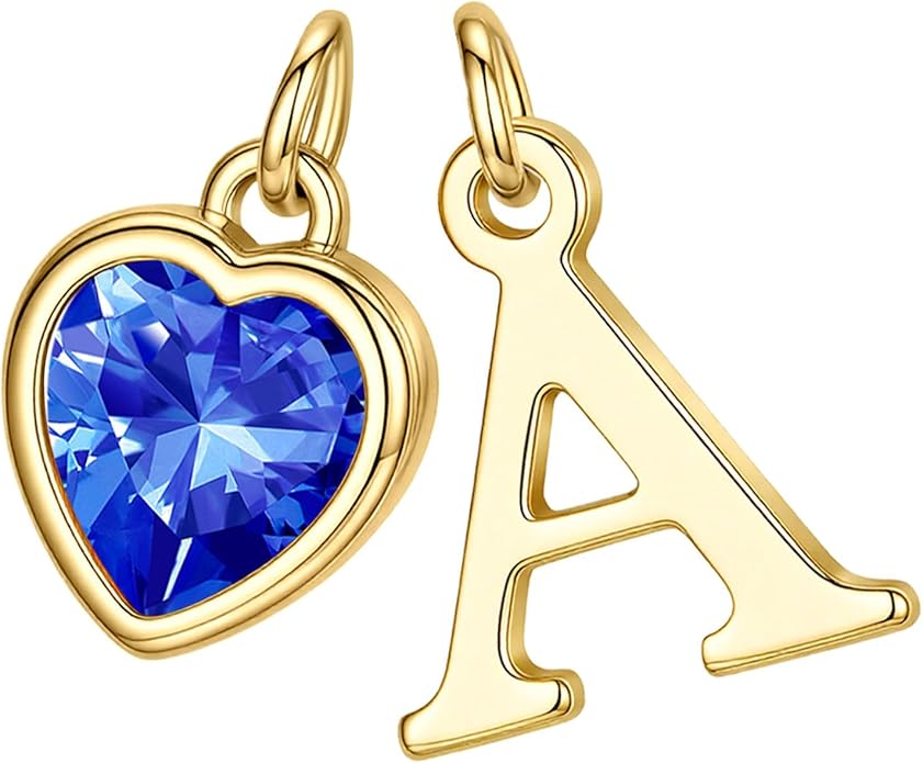 Turandoss Valentines Day Gifts for Her Trendy, Dainty 14K Gold Plated Initial A-Z Heart Birthstone Pendant Necklace Personalized Bridesmaid Birthday Valentines Jewelry Gifts for Women Girls