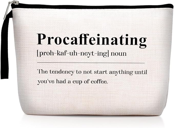 Hanamiya Na Funny Novelty Definition Makeup Bag Coffee Gifts for Female Women Coffee Lovers Coworker Friends Cosmetic Bag Zipper Pouch Bag Travel Toiletry Bags for Friendship Birthday Christmas