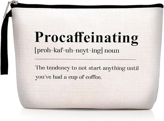 Hanamiya Na Funny Novelty Definition Makeup Bag Coffee Gifts for Female Women Coffee Lovers Coworker Friends Cosmetic Bag Zipper Pouch Bag Travel Toiletry Bags for Friendship Birthday Christmas