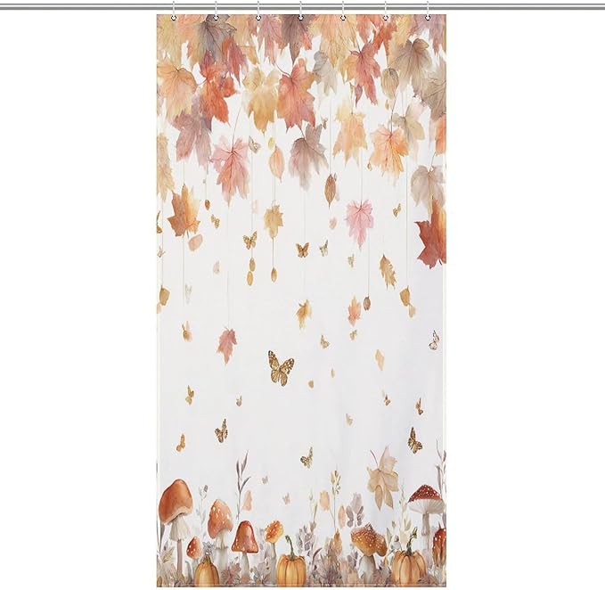 Fall Pumpkin Shower Curtain Autumn Maple Leaves Thanksgiving Harvest Waterproof Washable Fabric Bathroom Shower Curtains for Bathroom Decorations Home Indoor Decor 35x72Inch