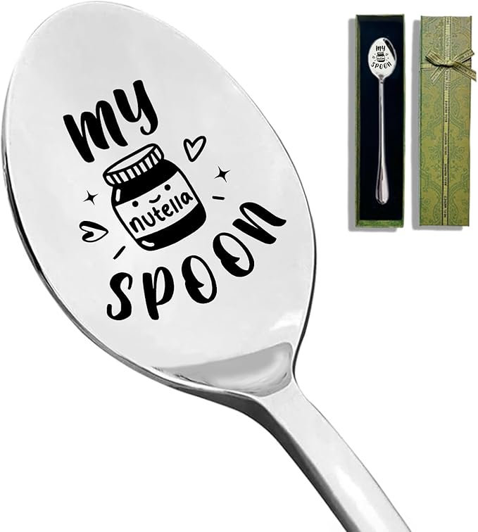 Nutella Spoon Stainless Steel, My Nutella Spoon for Dessert Cake, Gift for Nutella Lovers, Women Men, Christmas Birthday Housewarming Gif