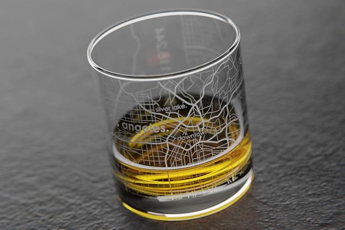 Well Told Engraved Los Angeles California Map Rocks Glass, Old Fashioned Whiskey Glass (11 oz, Clear) Etched Whiskey Glass, Gifts For Whiskey Lovers