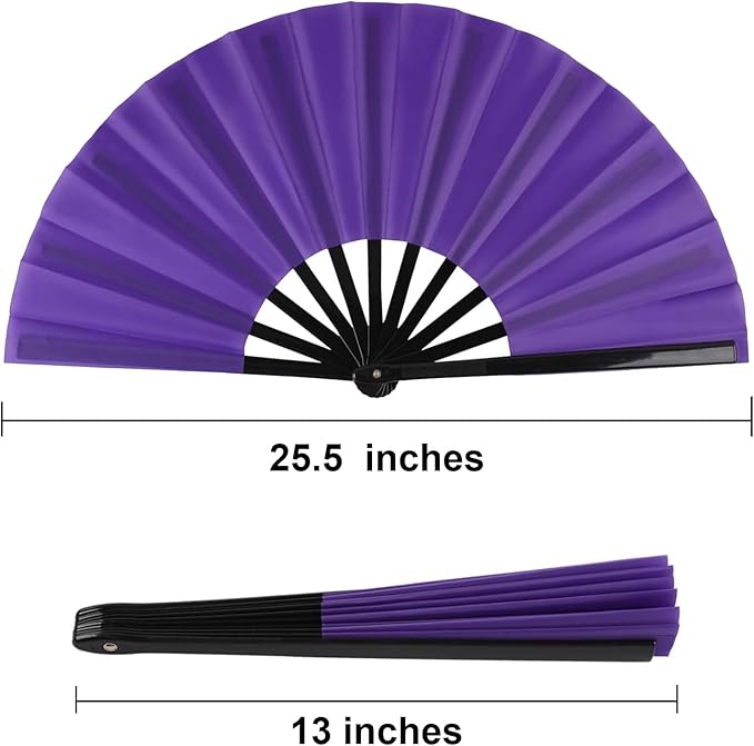 Huralona 5 Pack Large Folding Hand Clap Fan Fabric Rave Popping Fans Chinese Kung Fu Tai Chi Hand Fan Festival Dance Gift Performance Decorations (10 Pack-Purple)