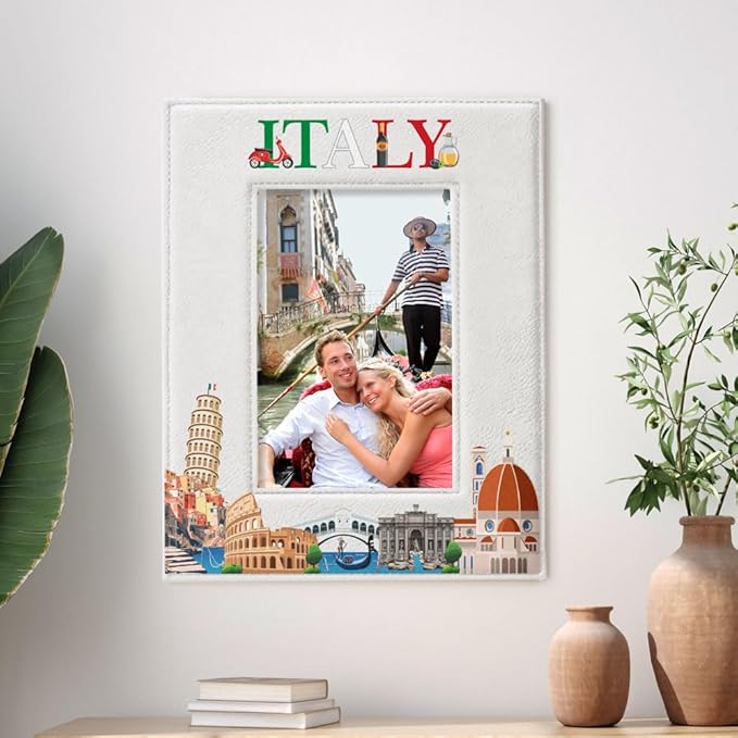 KATE POSH Italy Picture Frame, Family Vacation in Italy, Wedding Gift, Honeymoon Gift (5x7-Vertical)
