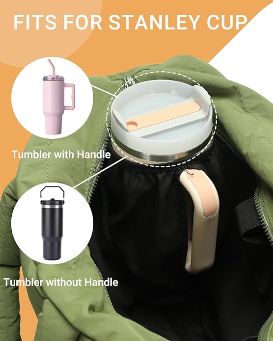 Herald Puffer Tote Bag for Women, Large Quilted Puffy Handbag Lightweight Satchel Purse with Cup Holder & Compartment