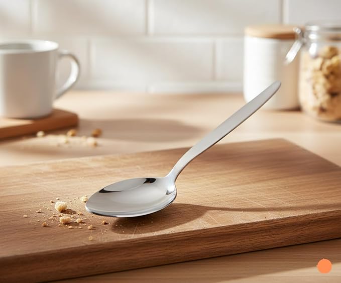 Chef Kunz Spoon | 9 inch 2.5 Tbsp18/10 Stainless Steel Serving Spoon | Basting Quenelle Cooking Plating Dinner Chef Spoons