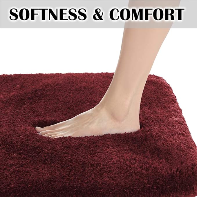 Suchtale Large Extra Soft Shaggy Bath Mat (24 x 60, Red) Machine Washable Microfiber Non Slip Luxury Bathroom Floor Mat