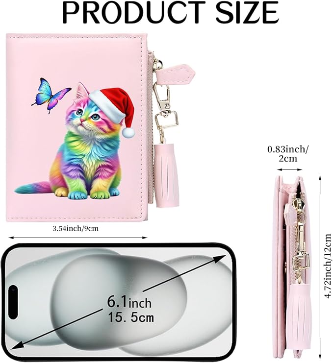 GEEAD Custom Design Small Wallets for Women Bifold Slim Coin Purse Zipper ID Card Holder for Christmas