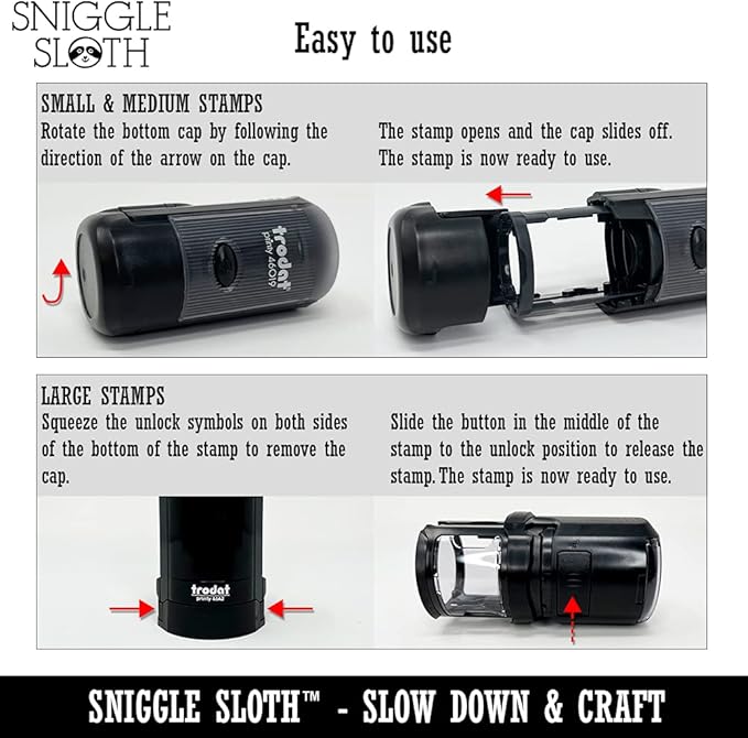 Star Shape Excellent Self-Inking Rubber Stamp Ink Stamper for Stamping Crafting Planners - 1 Inch Medium - Red Ink
