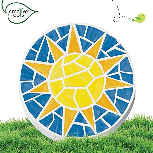Creative Roots Mosaic Sun Stepping Stone Kit, Includes 7-Inch Ceramic Stepping Stone & 6 Vibrant Paints, DIY Garden Stone for Kids Ages 6+ - Image 4