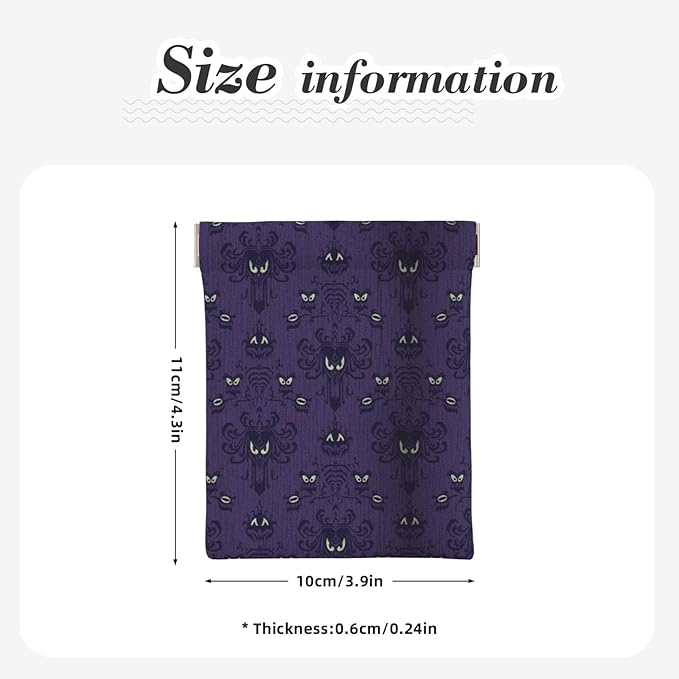 Coin Purse Haunted Mansi Leather Squeeze Coin Purse Mini Pouch Change Wallet Bag Gifts for Women Kids Girls Key Holder