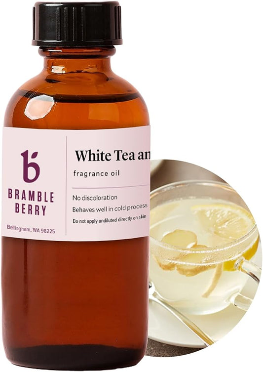 Bramble Berry White Tea and Ginger Fragrance Oil 2 oz | Clean Herbal Citrus Scent for Soap, Candles, Lotion & Bath Bombs | Skin Safe, Vegan, Paraben & Phthalate Free, DIY Craft Essential