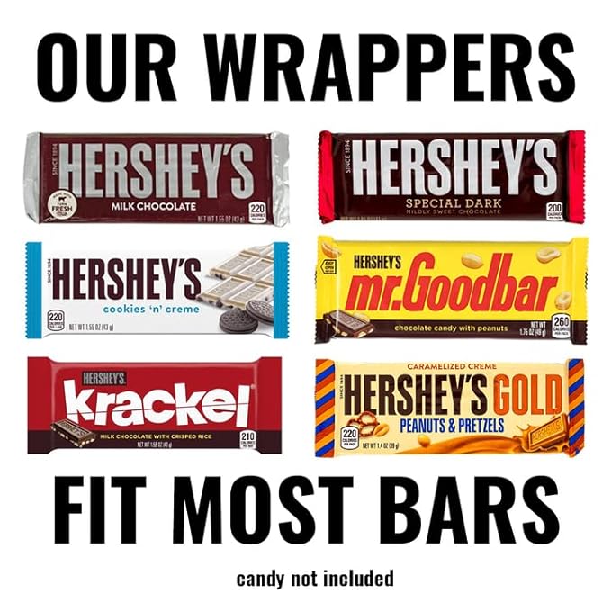 25 Pack of Personalized Milestone Birthday Party Favors For Adults - 50th 60th 70th 80th 90th 100th Birthday Candy Bar Wrappers - Candy Not Included - Personalize with Any Age