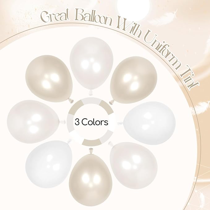 60pcs Double Stuffed Pearl Balloons 12inch, Pearl White Balloons, White Latex Balloon for Wedding Bridal Baby Shower Birthday Party Decorations