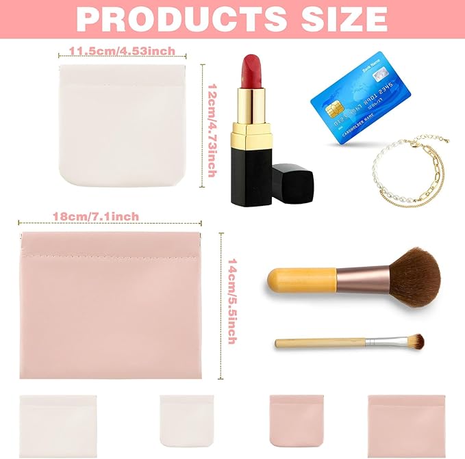 4Pcs Small Makeup Bag, Travel Storage Pouch for Women, Press Buckle Cosmetic Organizer for Lipstick, Jewelry and Purse