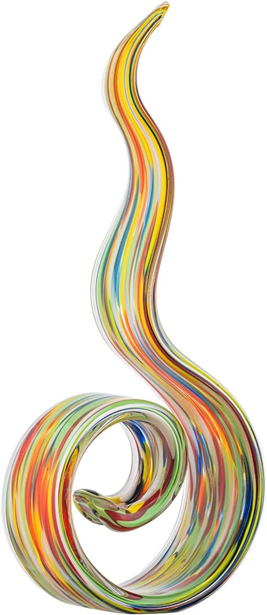11.4" Tall Hand-Blown Glass Sculpture Murano-Style Sculpture Art Ornament Statue Figurines Home Decor Accent Piece Coastal Ocean Nautical Home Decor,Shelf,TV Stand,Tabletop Centerpieces,Wonderful Gift