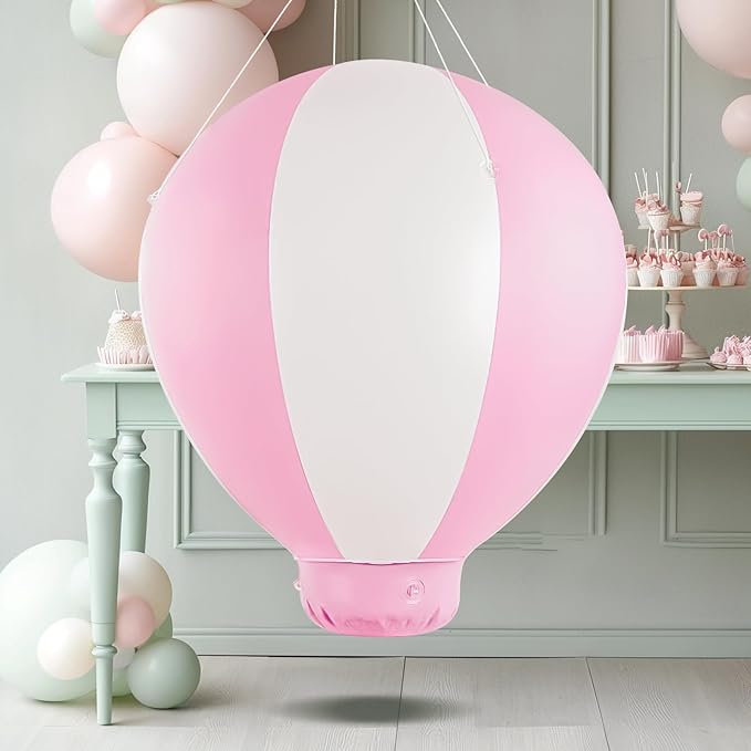 3FT Pink Hot Air Balloon, Inflatable Baby Shower Decoration, Hanging Hot Air Balloon for Girls Baby Birthday Party Wedding Exhibitions, Air Pump Included