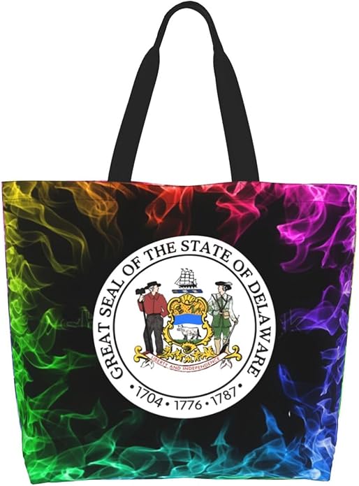 Seal of Delaware Large Reusable Eco-friendly Shopping Bags Portable Storage Handbag