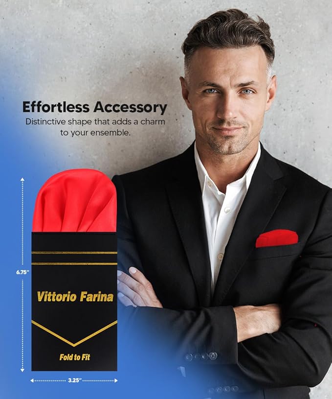 Premium Pre-Folded Four-Point Suit Pocket Square for Men with Sewn Pocket Fold