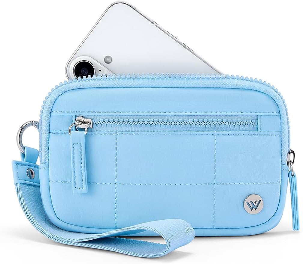 WESTBRONCO Wristlet Wallets for Women Nylon Quilted RFID Wallet with 3 Zipper Purse for Travel