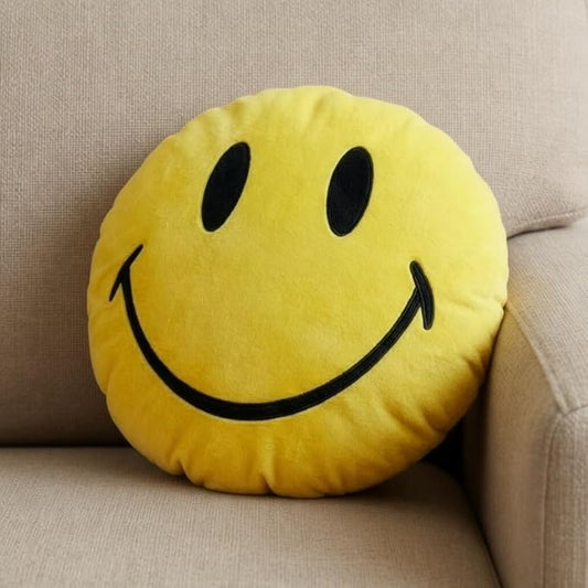 Smiley Face Pillow - Cute Plush for Fun Bedroom Decor - 16" X 16" Soft Cotton Cool Smiley Pillow with Inserts Included - Birthday Gift - Room Decor Aesthetic for Bedroom. (Yellow)