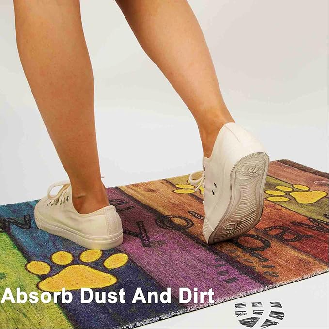 Darkyazi Colorful Doormats Entrance Front Door Rug Funny Outdoors/Indoor/Bathroom/Kitchen/Bedroom/Entryway Floor Mats，Non-Slip Polyvinyl Chloride (24"×16", Wipe Your Paws-Yellow)