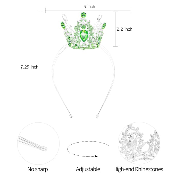 VELSCRUN Green Crystal Tiara Headband, Crowns for Women, Princess Girls Tiaras, Royal Queen Crown Princess Quinceanera Headpieces for Birthday Prom Bride Wedding Pageant Party Hair Band