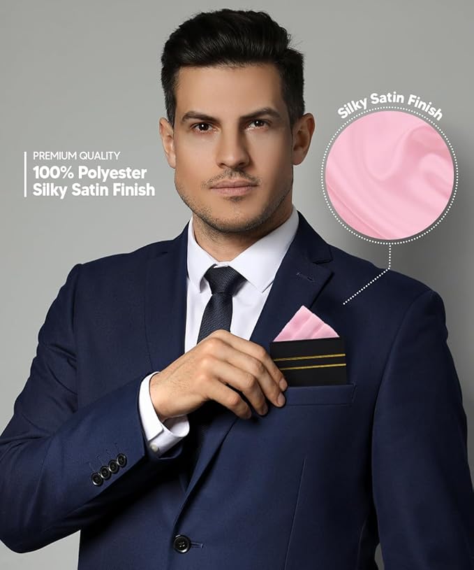 Premium Pre-Folded Four-Point Suit Pocket Square for Men with Sewn Pocket Fold